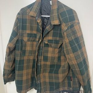 H&M flannel jacket, brown and green